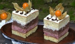 Prajitura cu crema de zmeura si vanilie