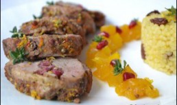 Rulada din piept de rata cu chutney de mango si cous-cous cu stafide