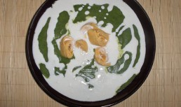 Crema de spanac cu cartofi si torta de oua