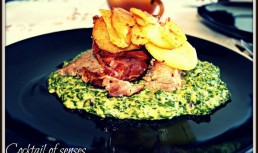 Muschi de vita pe pat de creamy spinach si cartofi
