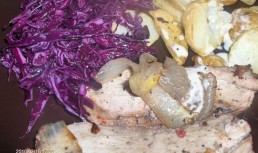 Muschi in vin rosu la cuptor cu chipsuri si sos  de lamaie