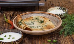 Pancakes sărate cu urdă și mărar