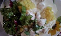 Piept de pui in sos de smantana cu mamaliguta