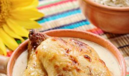 Pui (coquelet) cu sos Veloute	(reinterpretat)