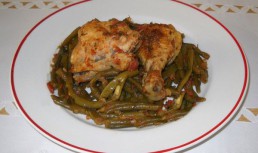 Pulpe de pui cu fasole verde, la punga