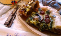 Tarta rustica cu ceapa verde in aluat cu vin