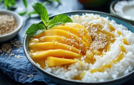 Orez lipicios cu mango - MANGO STICY RICE - desert thailandez