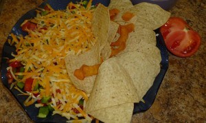 House made Salsa tray &amp; chips-salata cu sos salsa, vegetale, branza si smantana pentru chipsuri