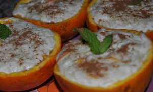Portocale umplute cu orez dulce si frisc~a