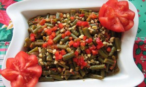 Salata orientala de fasole verde -Fasooleyah khodra bi zeit - specific tarilor arabe