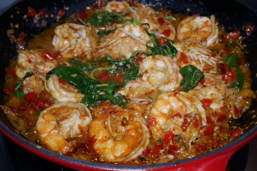 Creveți cu sos picant - gătiți rapid la tigaie (stir-fry)