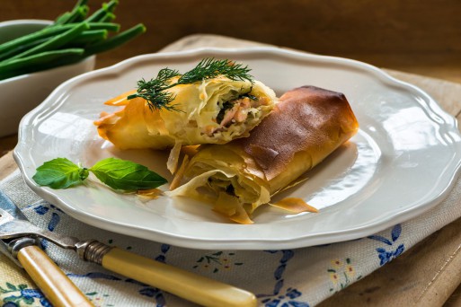 Pachețele cu somon și aluat foietaj